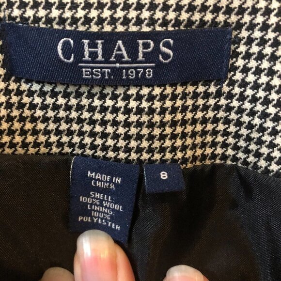 Chaps Women's Houndstooth 100% Wool Blazer Size 8 Black/White - Picture 5 of 8
